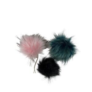 Faux Fur Pompom Lot of 3 Large Pink Large Teal Blue Medium Black Beanie Toppers